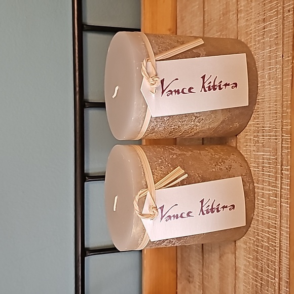 Set of 2 Vance Kitira "Ritz" gray timber candle 3.75"x4.5" - Picture 3 of 9